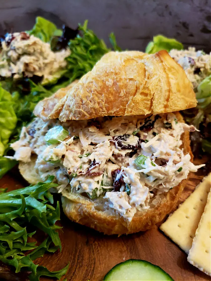 Kirkland canned chicken salad recipe on a croissant
