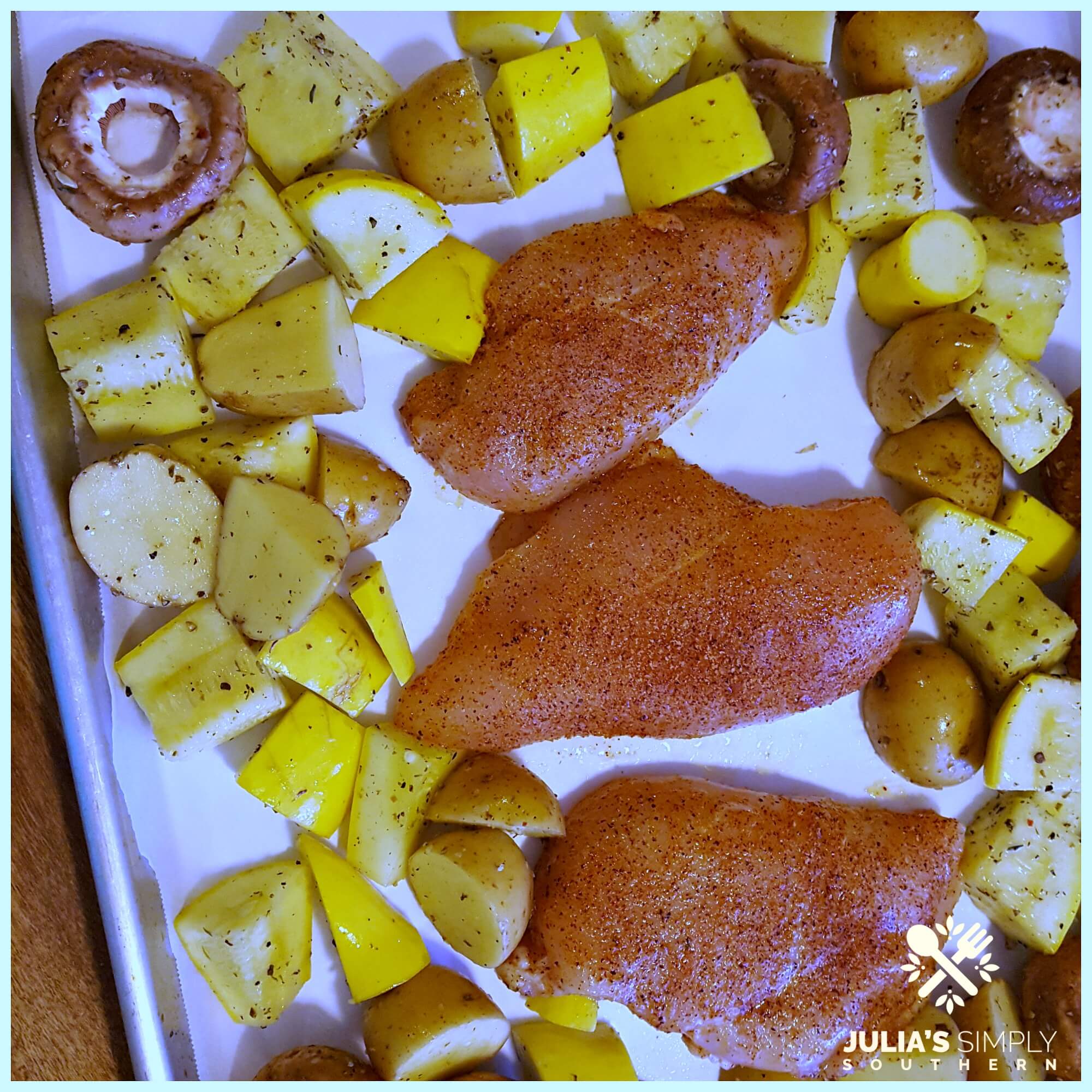 Healthy and delicious chicken sheet pan meal - preparing for the oven