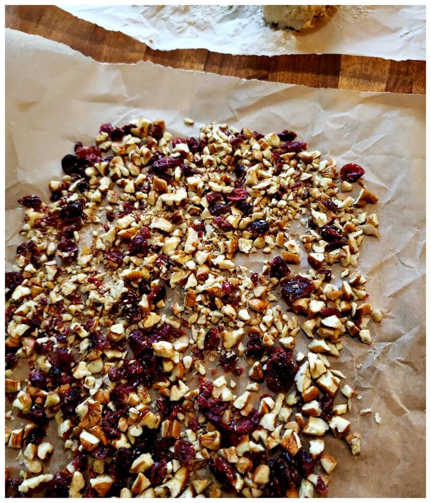 Chopped pecans and dried cranberries