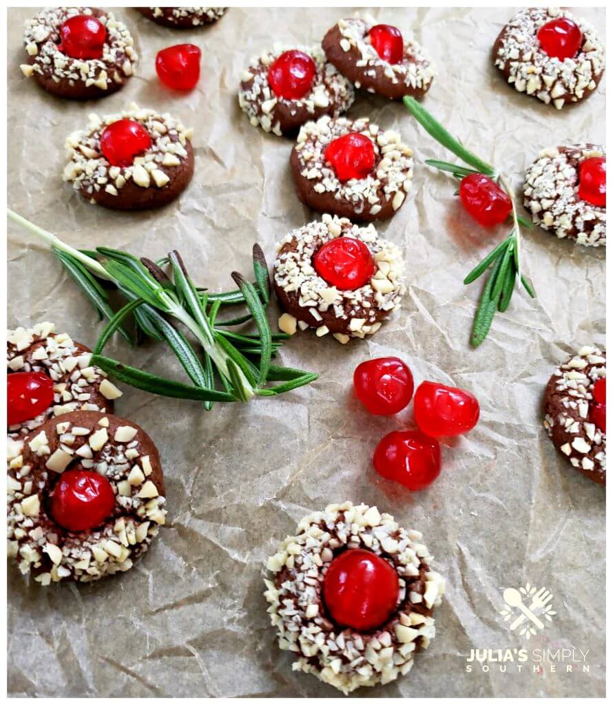 Chocolate Cherry Almond Christmas Cookies Julias Simply Southern