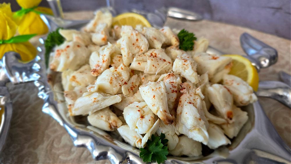 Jumbo lump crab garnished with a little paprika