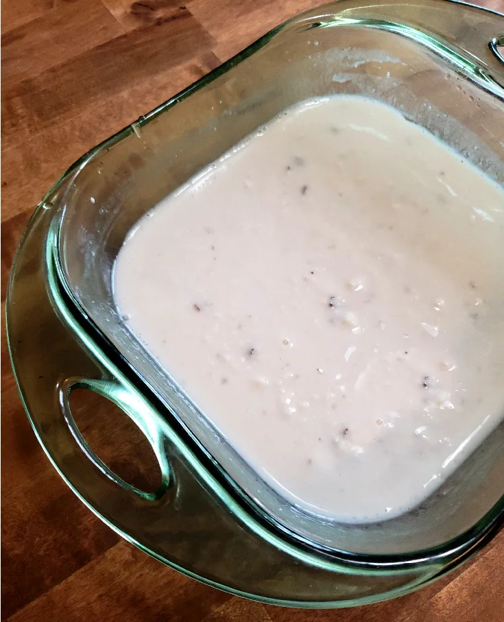 cream of mushroom soup in a baking dish - cubed steak recipe