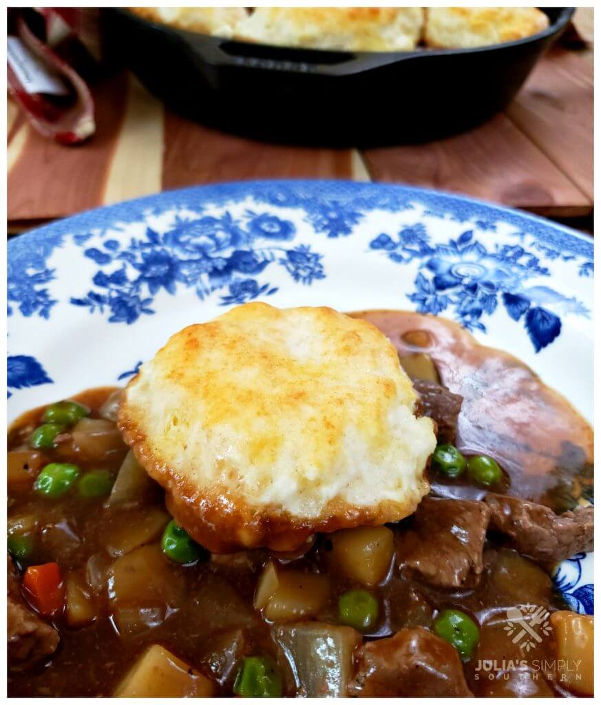 Easy beef pot pie on a plate
