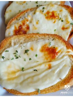 Easy Garlic Cheese Bread made at home as a side for spaghetti