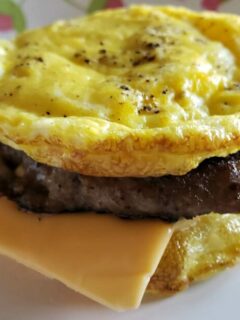 Keto Friendly Low Carb Egg Muffin Breakfast Sandwiches with sausage and cheese - quick breakfast recipe