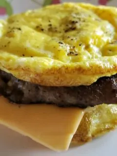 Keto Friendly Low Carb Egg Muffin Breakfast Sandwiches with sausage and cheese - quick breakfast recipe