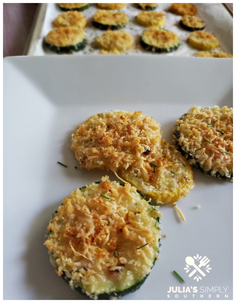 Awesome squash recipe baked with Parmesan Cheese and crunchy Panko bread crumbs in the oven. Seasoned perfectly.