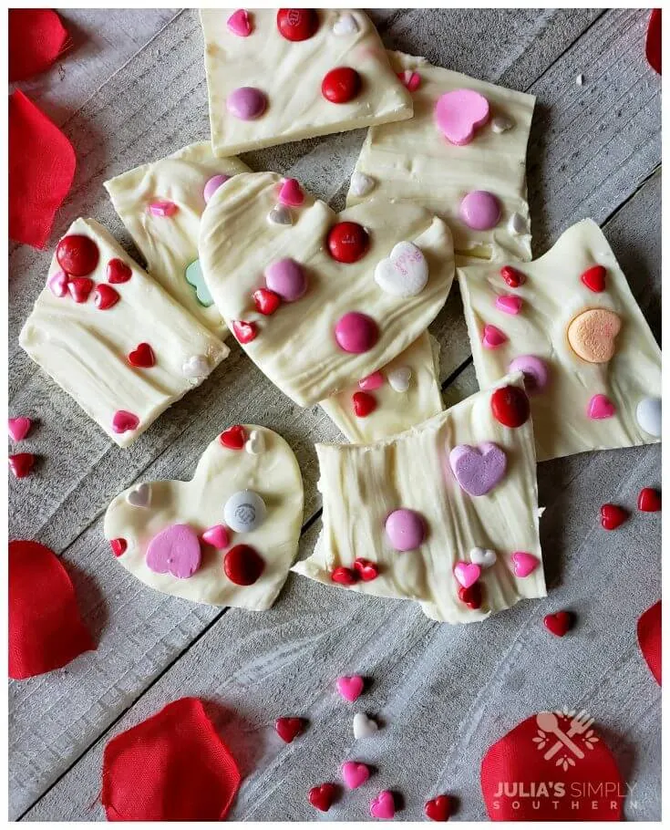 White Vanilla Chocolate Valentine's Day Homemade Treats - Easy - food gifts - hearts