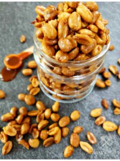 An easy appetizer party food with nuts. Serve delicious bbq peanuts that are a mix of smokey, sweet and spicy that guests will love.