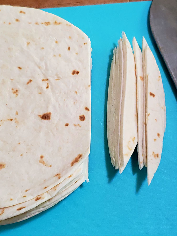 Cut Tortillas to fit casserole