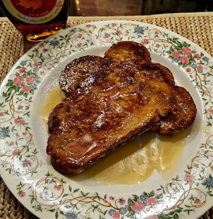 French Toast on a floral plate