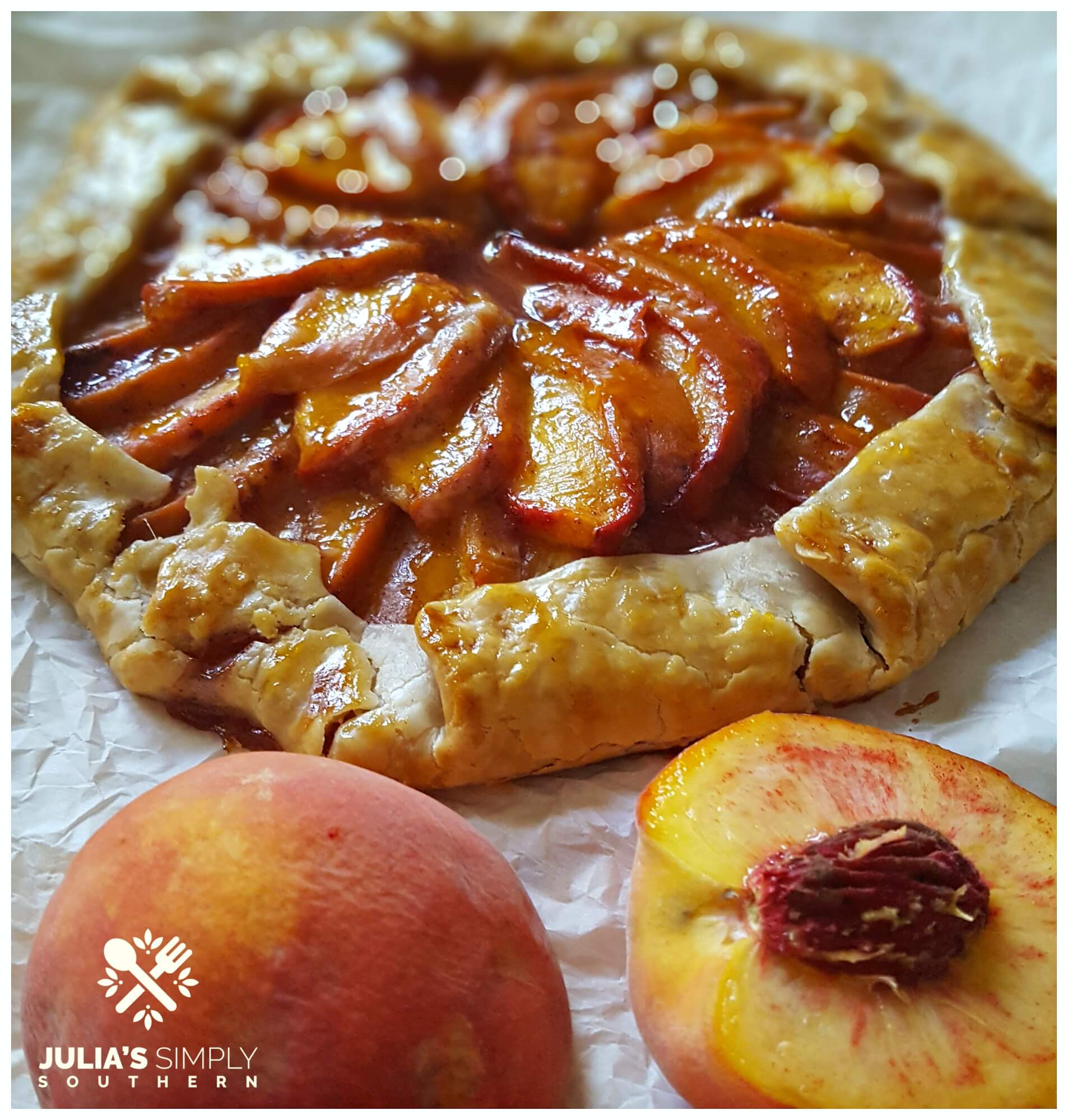 tree ripened peach dessert using pie crust