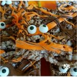 Easy Halloween Treats with chocolate and orange drizzle with candy eyes