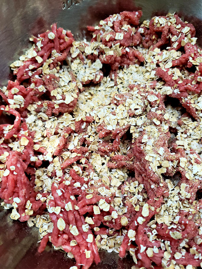 meatball mixture in a large mixing bowl