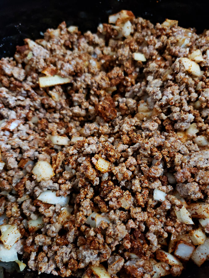 Cooking ground beef for chili