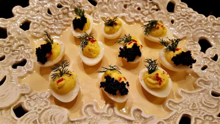 Elegant quail egg appetizer