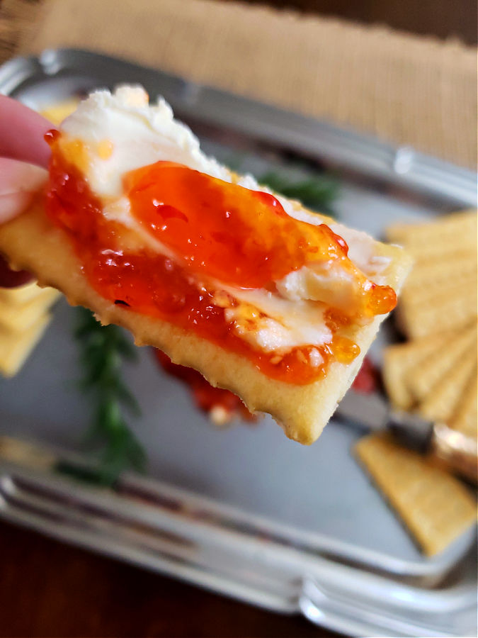 Best way to enjoy a pepper jelly cheese spread on a cracker
