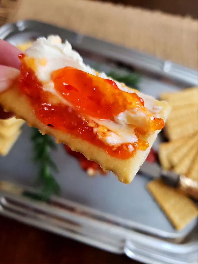 Best way to enjoy a pepper jelly cheese spread on a cracker