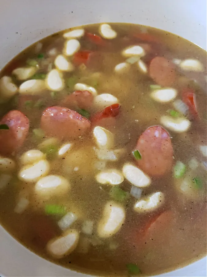rich flavorful broth in beans soup