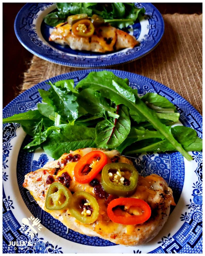 Jalapeno Popper Chicken Breast easy family dinner with garden salad