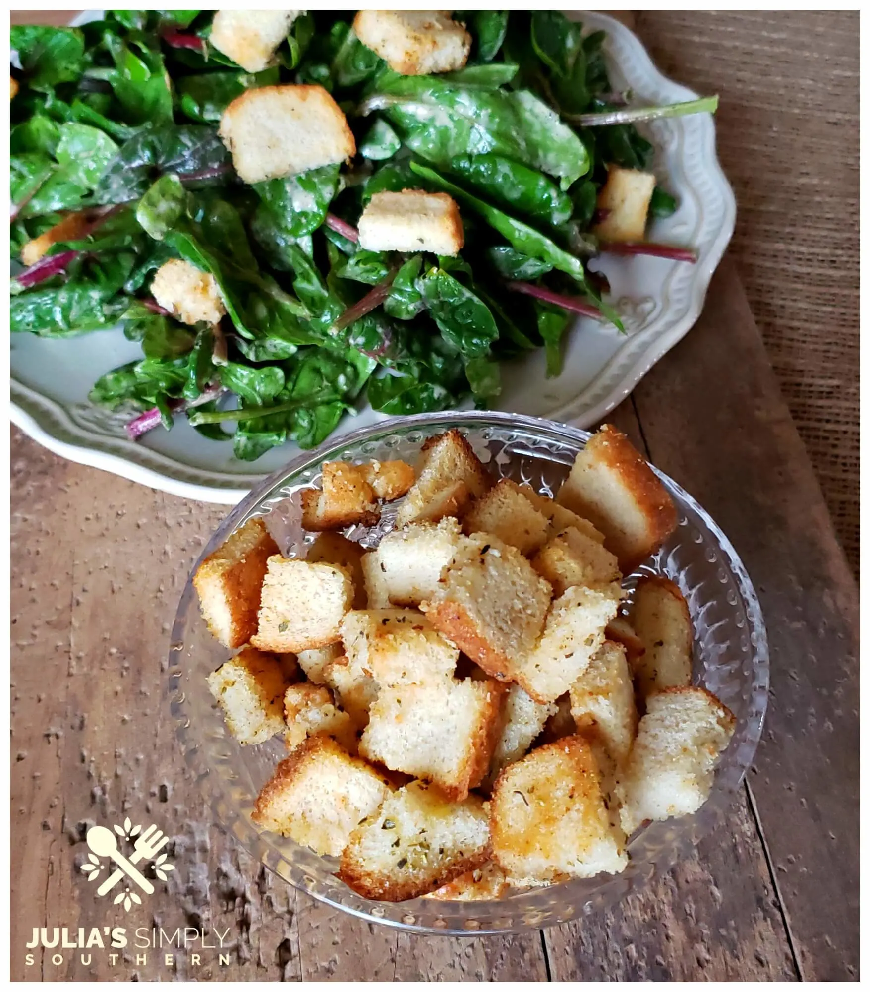 Easy homemade baked croutons - frugal tips - money saving ideas
