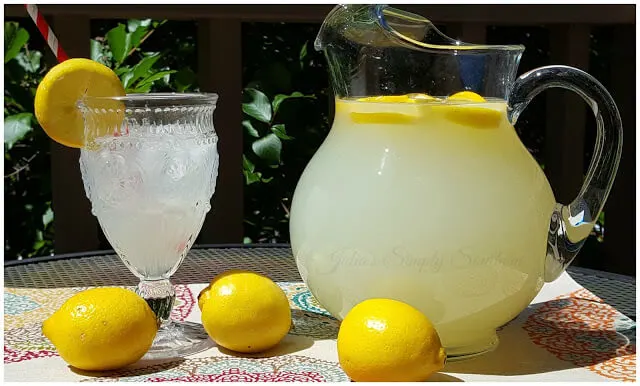 Freshly Squeezed Homemade Lemonade in a glass pitcher