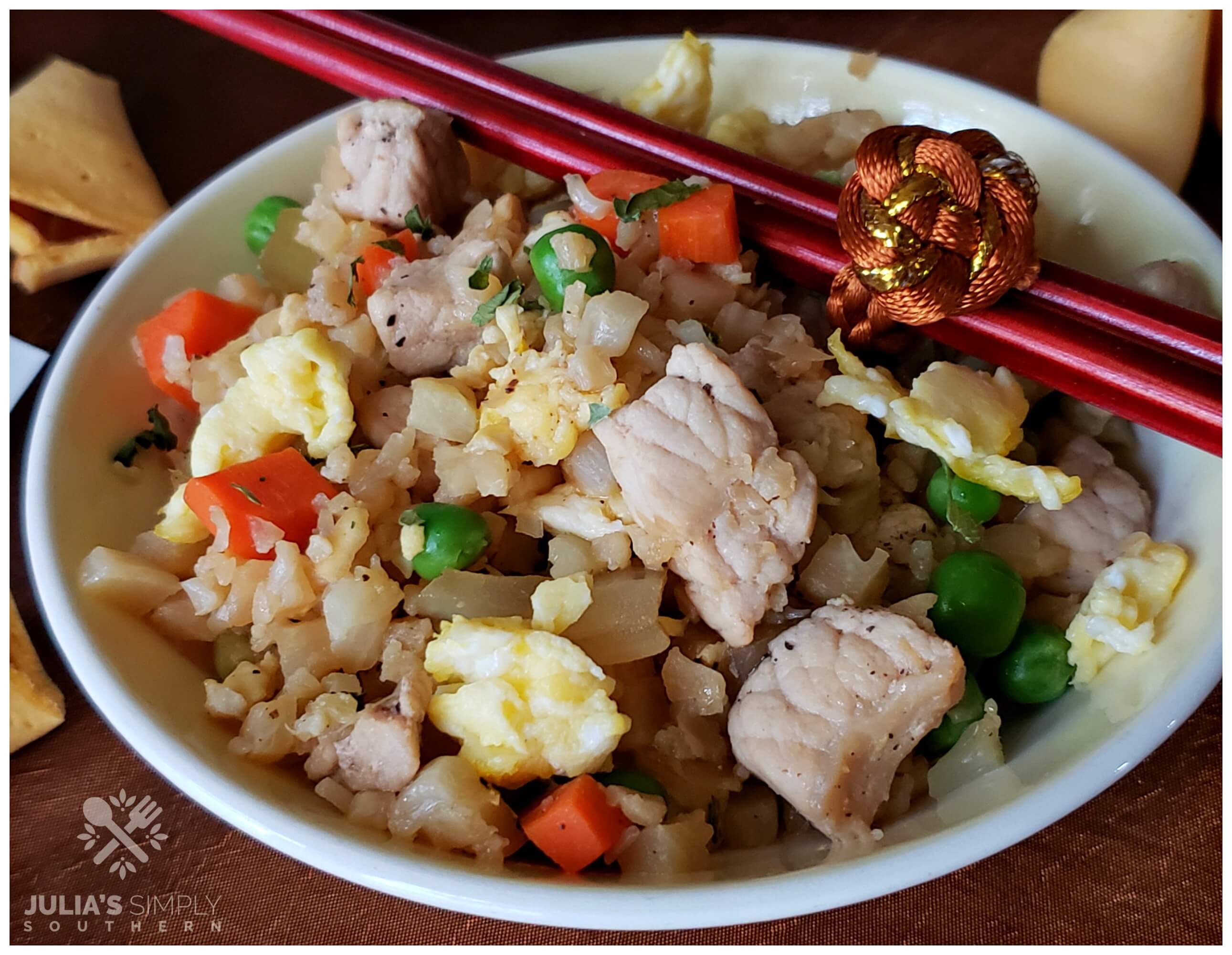 Fresh cauliflower fried rice with pork - asian style