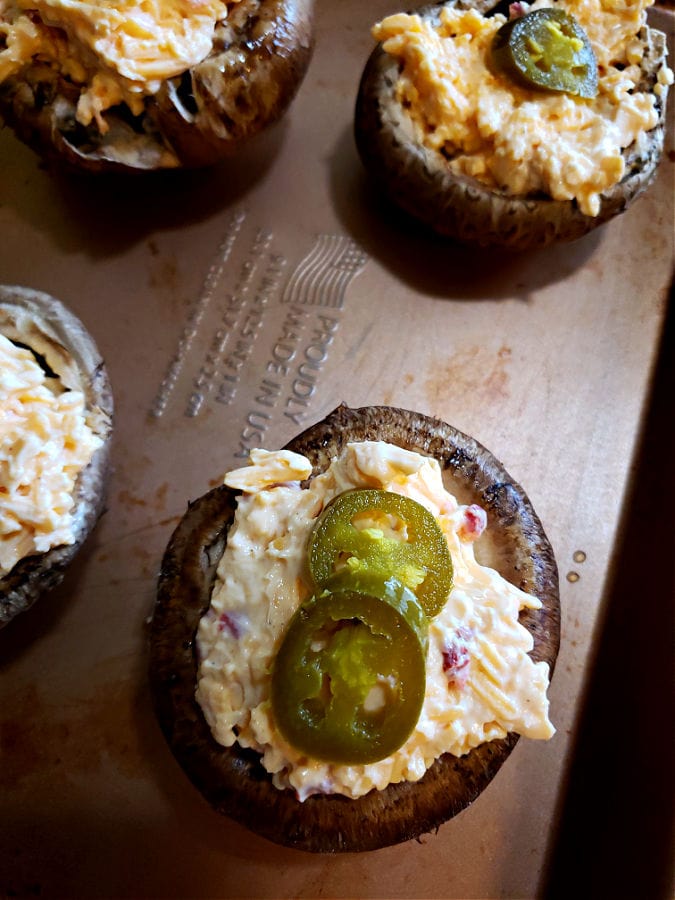 mushroom appetizer prep before grilling