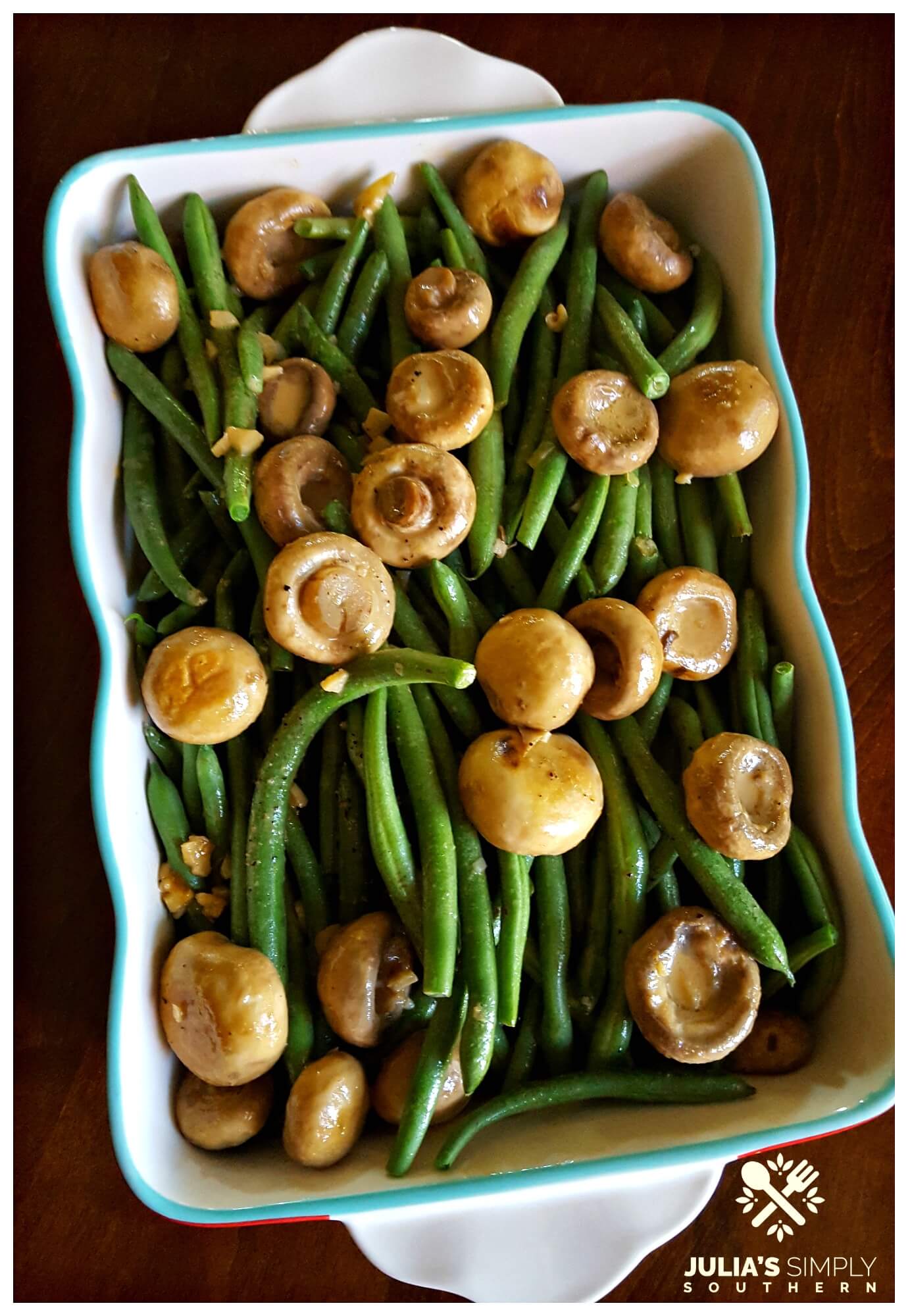 Thanksgiving Recipes Side Dish - Fresh green bean casserole with mushrooms and garlic (no canned soups)