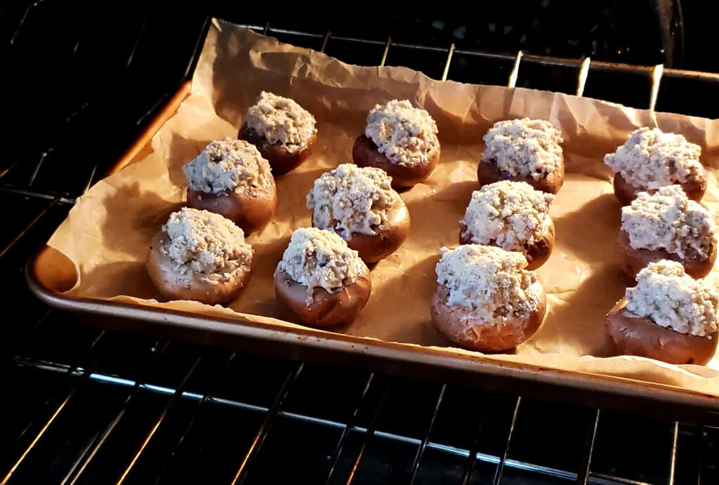 Oven baked mushroom cap appetizers - stuffed mushrooms 