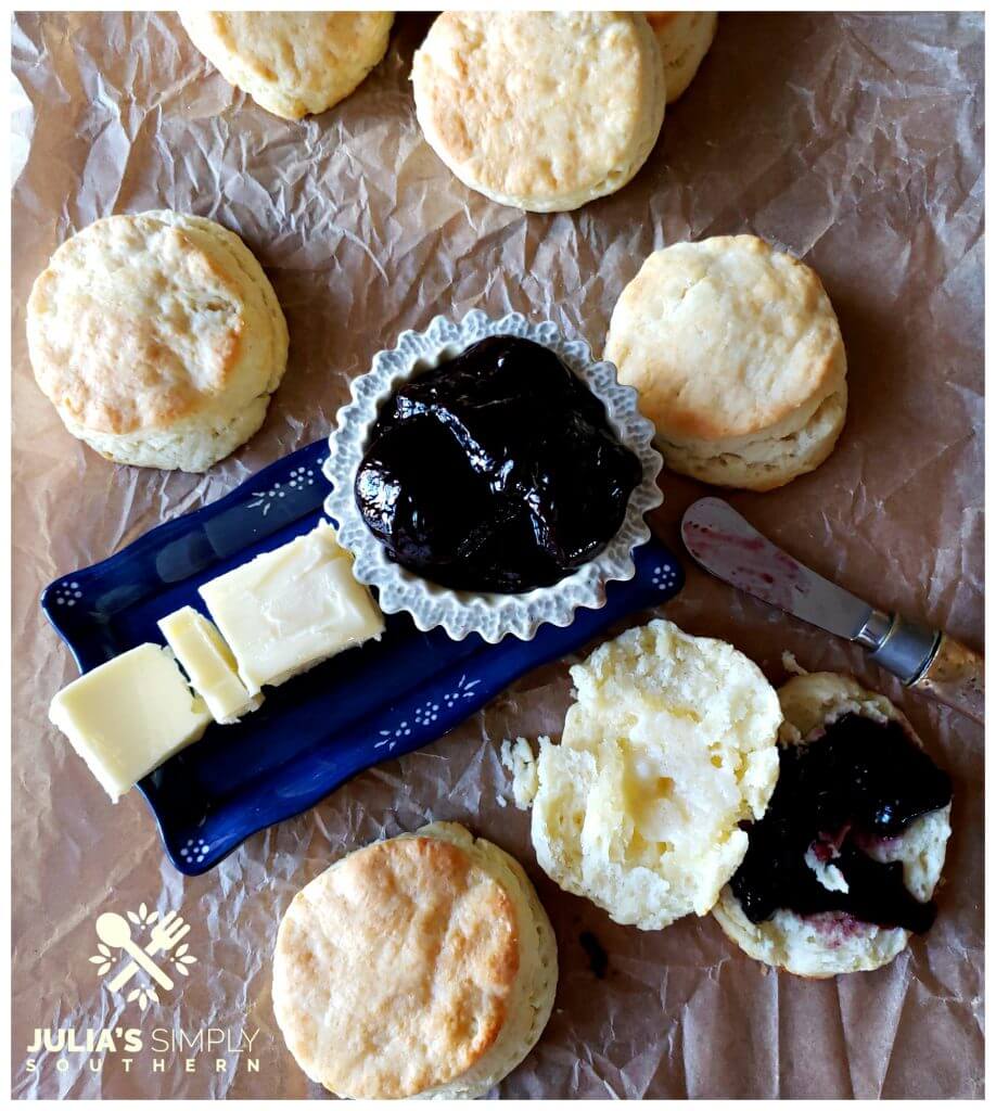 Cream biscuit recipe served with softened butter and jam