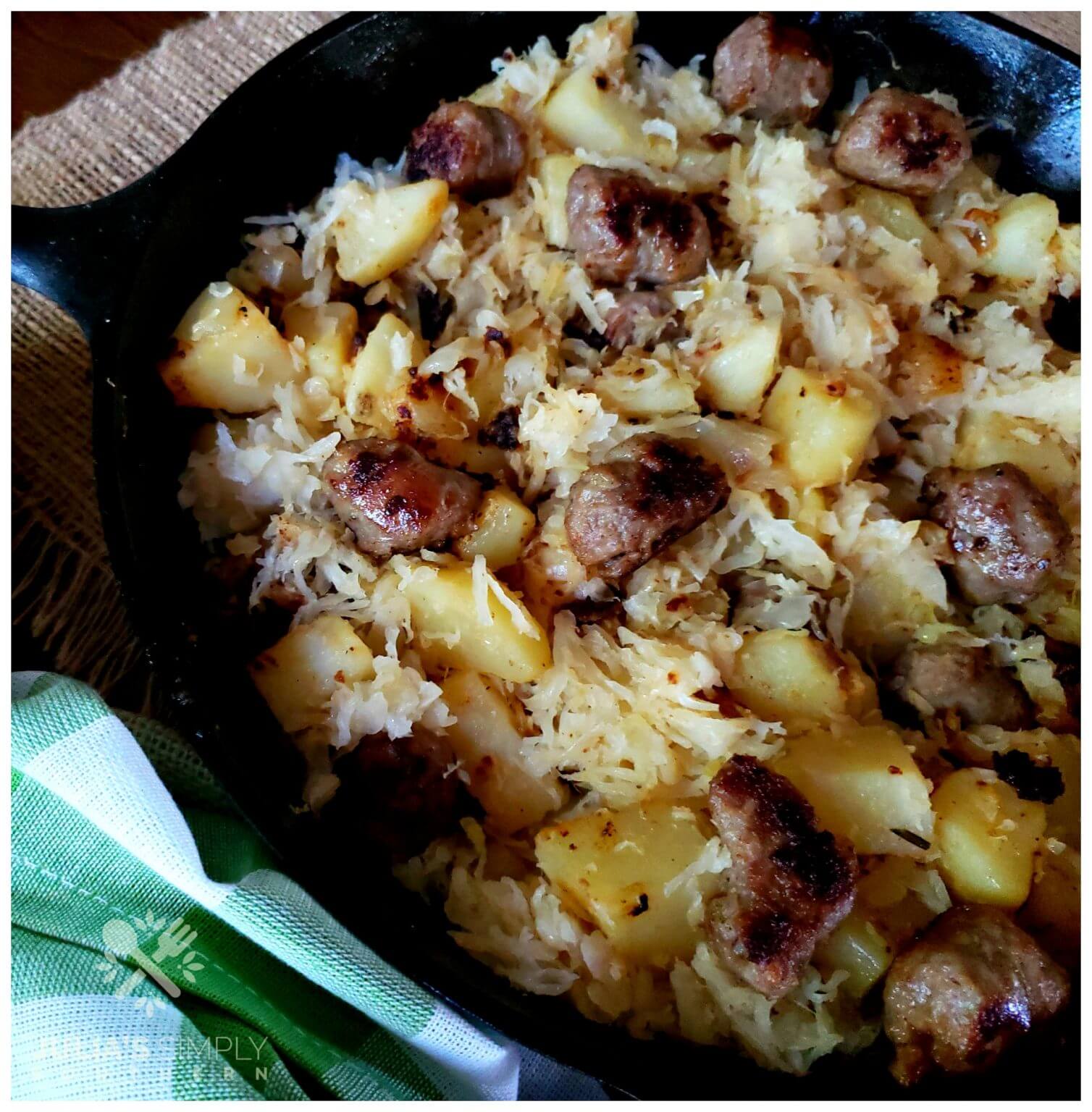 Bratwurst Potatoes and Sauerkraut Skillet Meal