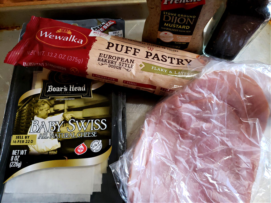 Ingredients for baked ham and cheese roll ups 
