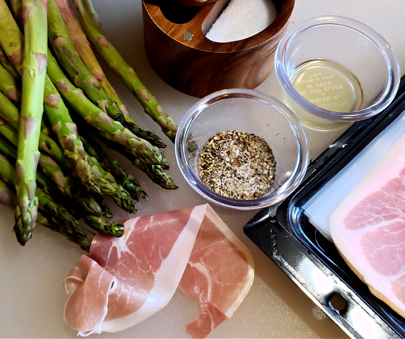 Ingredients for asparagus wrapped in prosciutto recipe