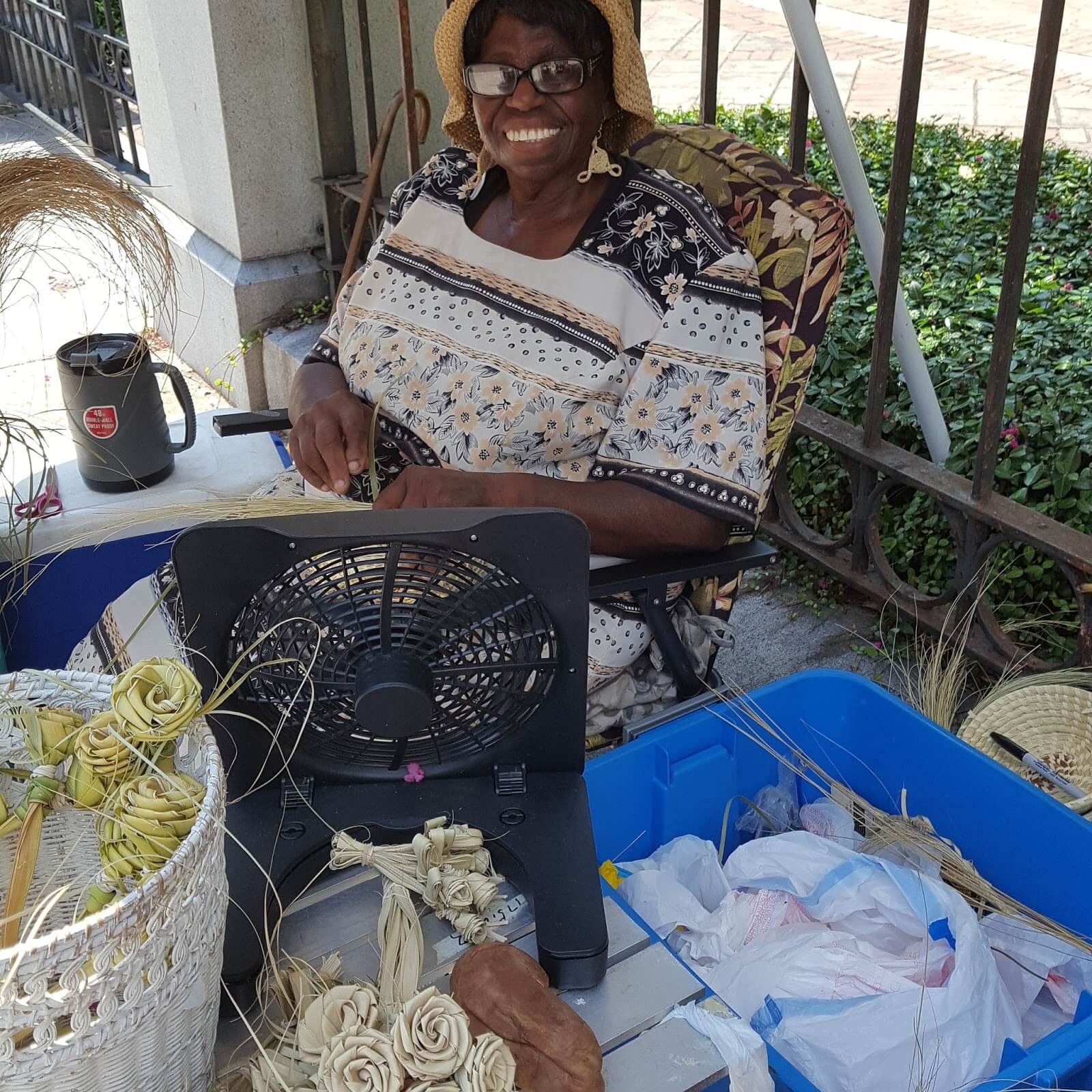Ruth, local sweet grass basket maker in downtown Charleston