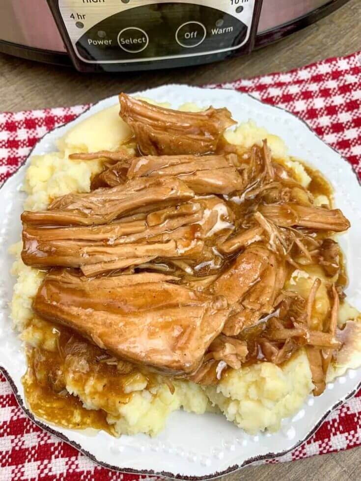 Easy Crock Pot Pork Chops Recipe with gravy to serve over rice, potatoes or noodles