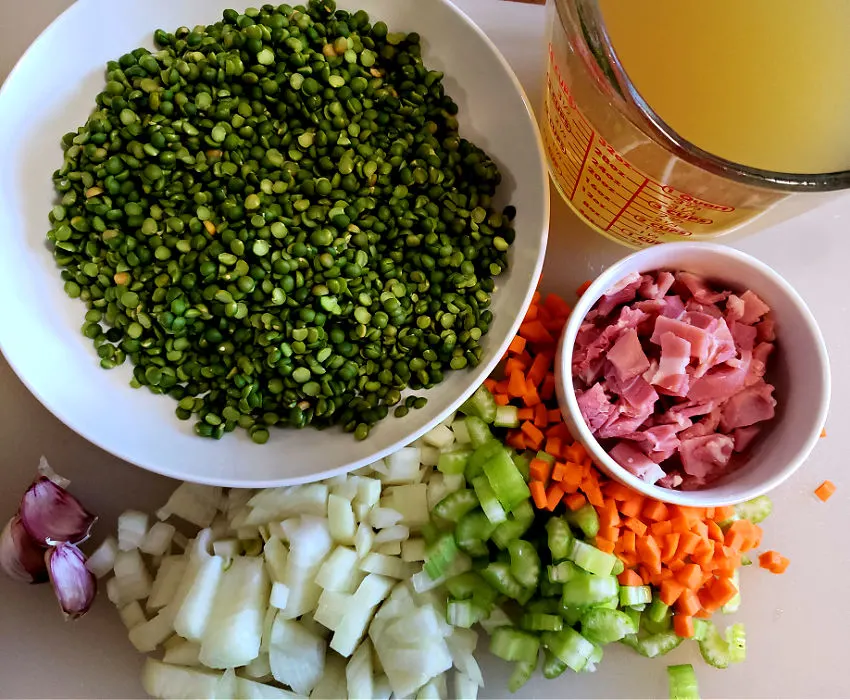 https://juliassimplysouthern.com/wp-content/uploads/Ingredients-for-Split-Pea-Soup-Country-Ham-Julias-Simply-Southern-chicken-stock-creamy-good-source-of-several-vitamins-dried-beans-cups-water-tsp-cumin-nutritional-information.jpg.webp