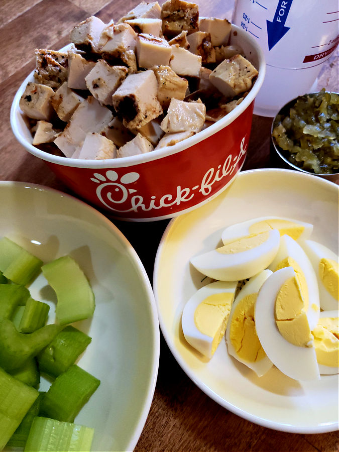 Secret Recipe copy cat recipes Chick Fil A Chicken Salad prepared ingredients