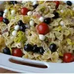 Italian Pasta Salad in a white serving platter