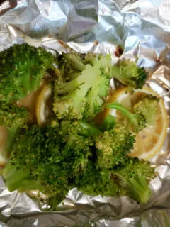 Grilled broccoli foil packets with lemon