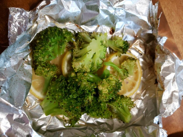 Grilled broccoli foil packets with lemon