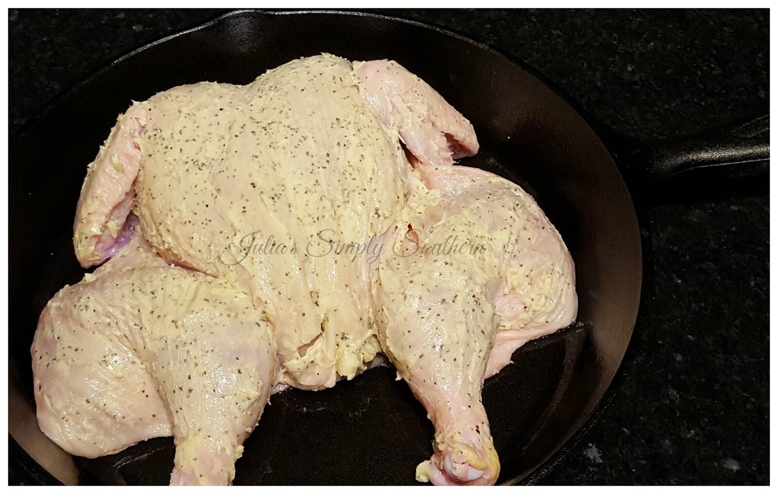 Preparing a spatchcock chicken