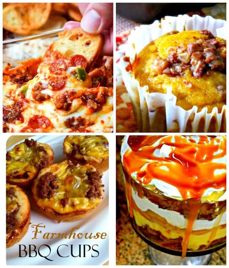 Meal Plan Monday 182 Hot Pizza Dip, Caramel Apple Trifle, Pumpkin Muffins, Farmhouse BBQ Cups