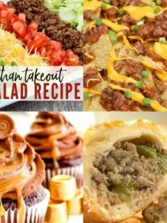 Meal Plan Monday 215 Taco Salad and collage of featured recipes