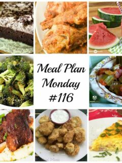 Meal Plan Monday 116 - FREE Meal Planning Recipes Featuring Chocolate Cake, Air Fryer Chicken, okra and tomatoes and fried squash