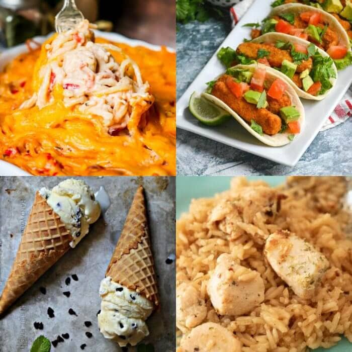 Photo collage showing the featured recipes of Meal Plan Monday 230