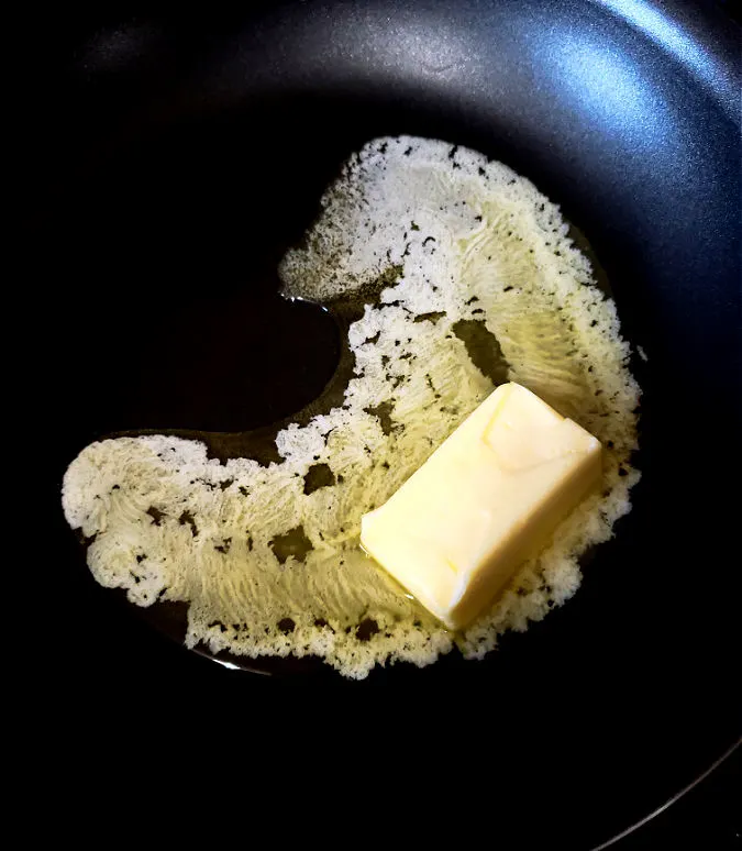 butter melting in a non-stick skillet
