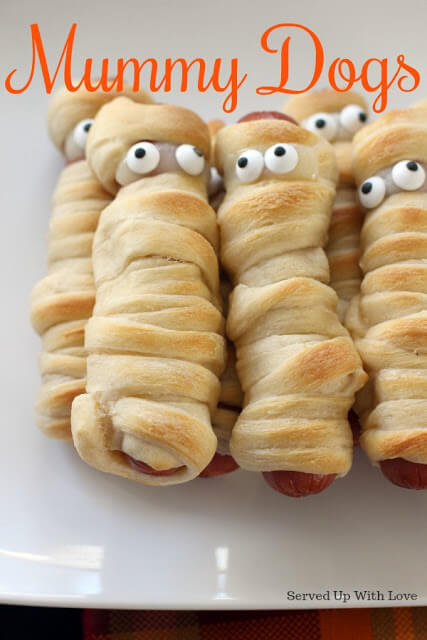 Mummy Dogs - pigs in a blanket for Halloween