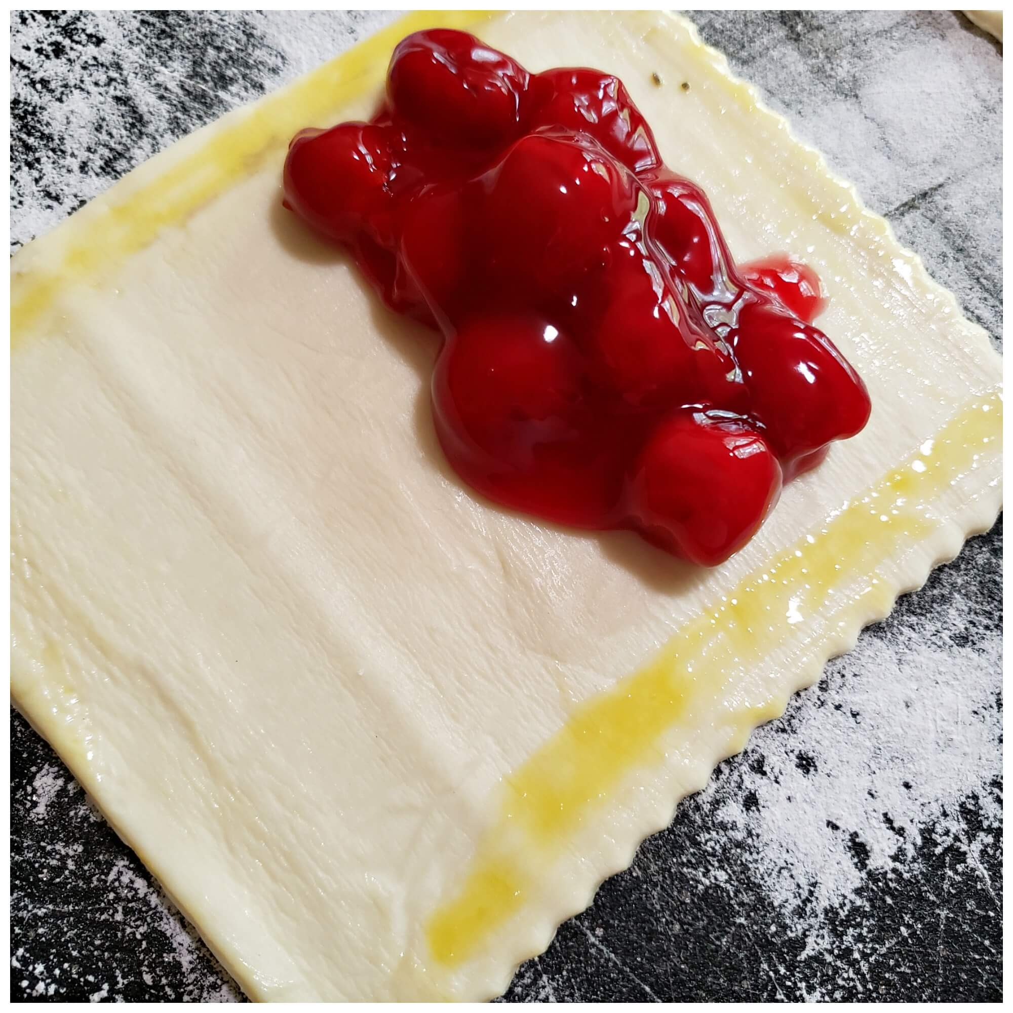 Cherry filled hand pie using puff pastry and pie filling