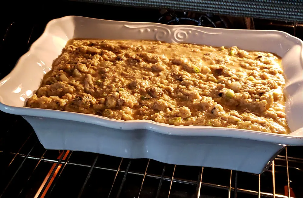 baking seafood dressing in the oven